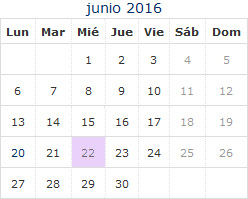 Calendario junio 2016