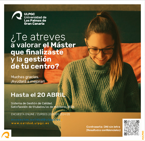 Cartel encuesta satisfacción egresados másteres 2026