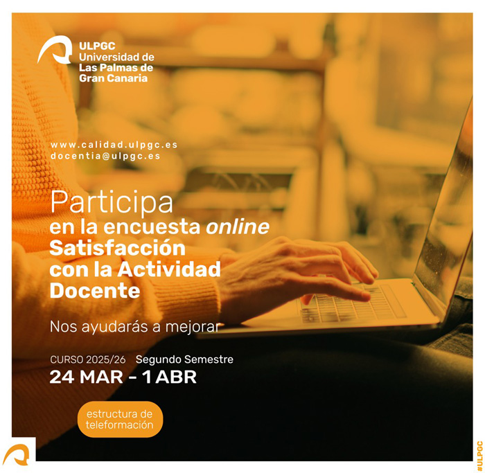 Cartel encuesta online satisfacción con la actividad docente segundo semestre curso 2025/2026