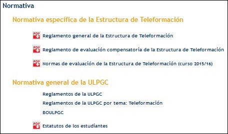 Captura de la documentación de la Normativa